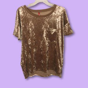 UNIONBAY Crushed Velvet Tee in Brown, L